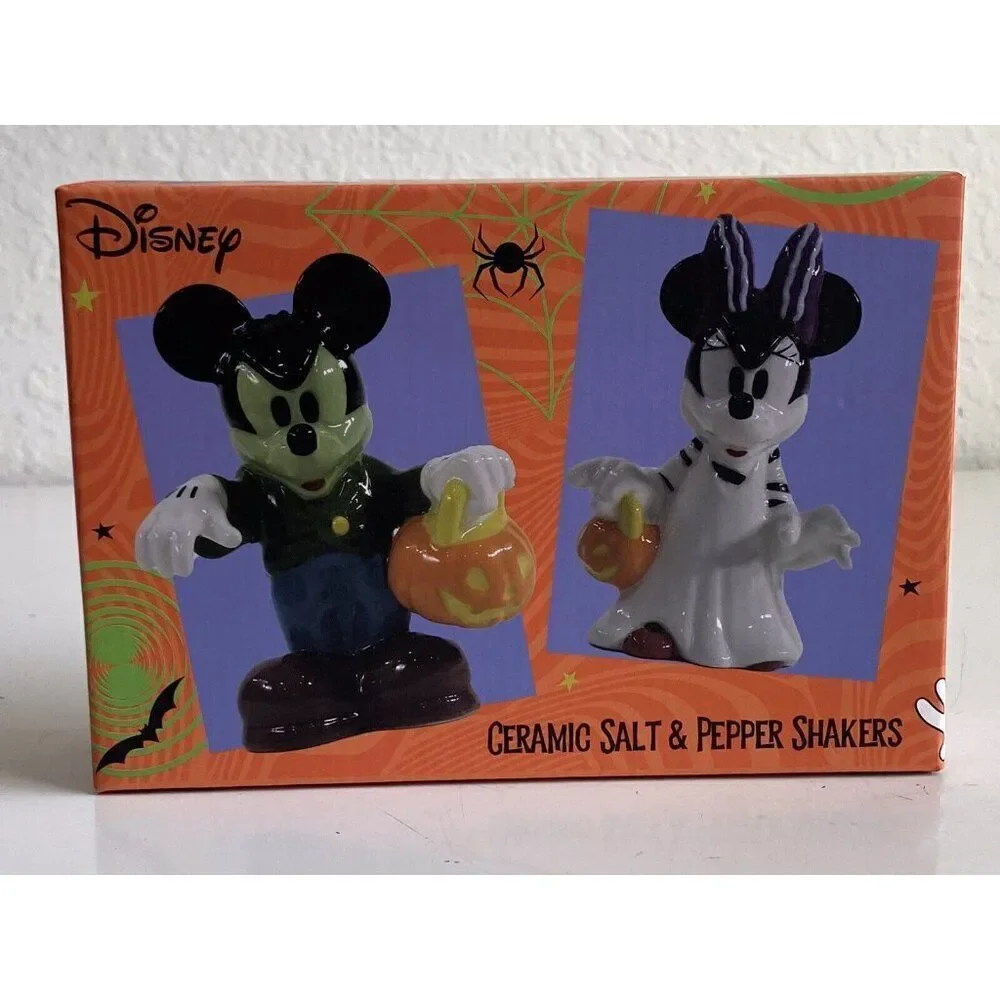 Disney Mickey & Minnie‎ Mouse  Frankenstein Halloween Salt & Pepper Shakers NEW